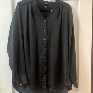 H&M Black Satin Blouse